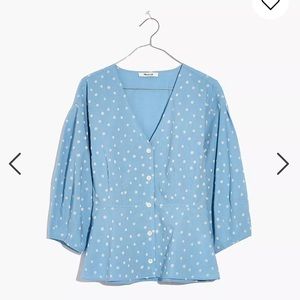 Florentine Peplum Top in Inkspot Dots